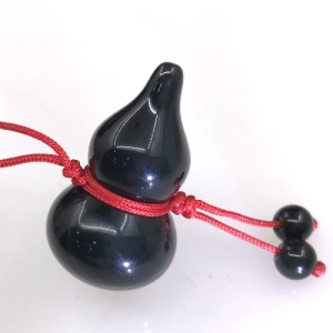 【晶鑽水晶】黑曜石葫蘆吊飾 彩虹光 招財 避邪 防小人