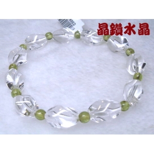 【晶鑽水晶】白水晶+橄欖石手鍊 楊桃造型