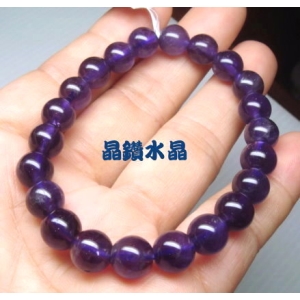 【晶鑽水晶】天然紫水晶手鍊 8mm 圓珠 早期貨 超亮眼