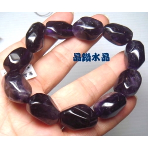 【晶鑽水晶】天然紫水晶手鍊 不規則形 大型 適合男生配戴 增智慧