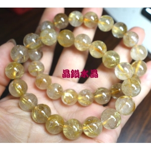 【晶鑽水晶】天然鈦晶手鍊 約11mm 圓珠 送禮佳 附禮盒
