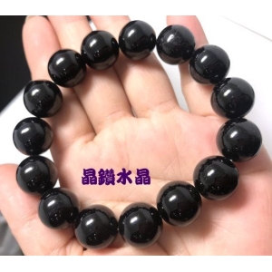 【晶鑽水晶】天然黑碧璽手鍊 14~15mm 圓珠 附禮盒