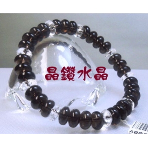 【晶鑽水晶】天然茶晶＋白水晶手鍊 算盤型 避邪擋煞 防小人