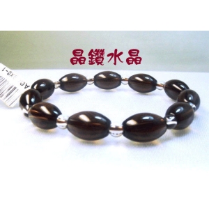 【晶鑽水晶】天然茶晶＋白水晶手鍊 米圓形 防小人