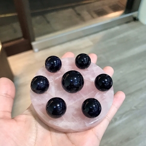 【晶鑽水晶】天然紫水晶七星陣 粉晶七星盤 16x21mm 直徑7.8公分盤