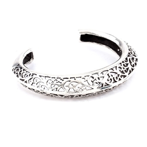 交織圖案雕刻銀手鐲Carved Silver Bangle, Interwined Pattern