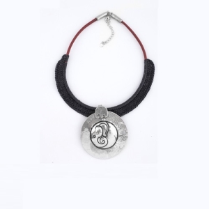 大象圖案圓形吊墜項鍊Round Pendant, Elephant Pattern Necklace