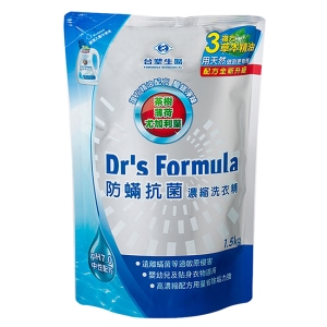 《台塑生醫》Dr’s Formula複方升級-防蹣抗菌濃縮洗衣精補充包1.5kg