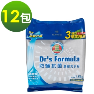 《台塑生醫》Dr’s Formula複方升級-防蹣抗菌濃縮洗衣粉補充包1.5kg(12包入)