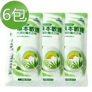 《台塑生醫》Dr’s Formula草本敏護抗菌防霉洗衣精(1kg*6包)