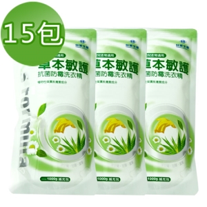 《台塑生醫》Dr’s Formula草本敏護抗菌防霉洗衣精(1kg*15包)