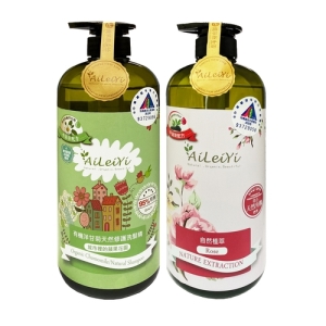 AiLeiYi洋甘菊修護洗髮精-城市裡的蘋果花園＋洋甘菊潤膚沐浴精-玫瑰花香1000ml