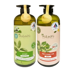 AiLeiYi洋甘菊修護洗髮精-清新綠茶＋洋甘菊潤膚沐浴精-橙花1000ml