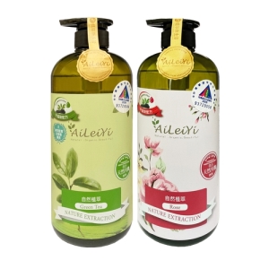 AiLeiYi洋甘菊修護洗髮精-清新綠茶＋洋甘菊潤膚沐浴精-玫瑰花香1000ml