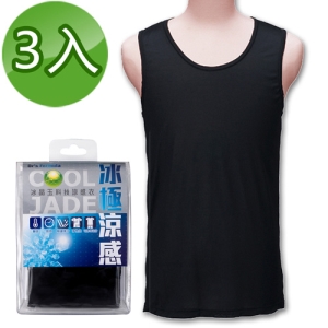 《台塑生醫》Drs Formula冰晶玉科技涼感衣-男用背心款(黑)三件/組(尺寸有M/L/XL)