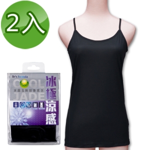 《台塑生醫》Drs Formula冰晶玉科技涼感衣-女用細肩帶款(黑)二件/組(尺寸有S/M/L)