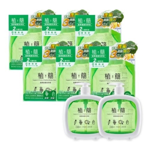 《台塑生醫》植簡 蔬果食器洗淨液家庭組(2瓶＋補充包*12包)