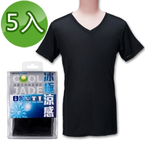 《台塑生醫》Drs Formula冰晶玉科技涼感衣-男用短袖款(黑)五件/組(尺寸有M/L/XL)