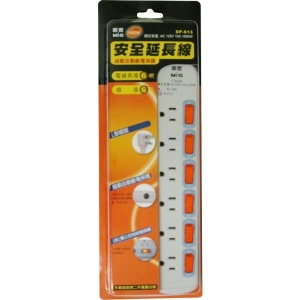 6開6插座三孔15呎電腦延長線★L型插頭設計★額定容量15A 1650W★過載自動斷電保護