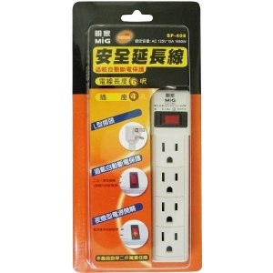 1開4插座三孔6呎電腦延長線★L型插頭★過載自動斷電保護★夜燈型電源開關最安全