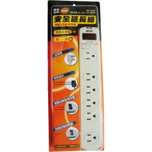 1開6插座三孔9呎電腦延長線★變壓器適用★L型插頭★過載自動斷電保護★夜燈型電源開關最安全