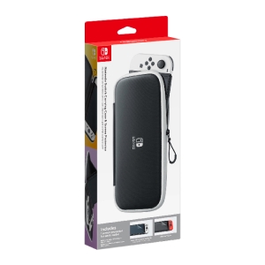 【普雷伊】【NS】Nintendo Switch OLED 攜行包黑底白邊 配件包(保護包＋液晶保護貼)