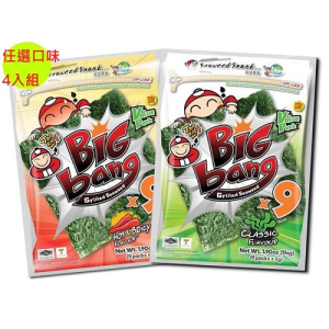 【泰國原裝進口】小老闆超大海苔超值包54g*4入組(經典原味/辣味)