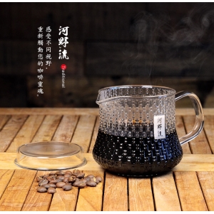 南美龐老爹咖啡 Driver 河野流 靜岡手作玻璃分享壺 花茶壺 純手工 防滴漏壺嘴 玻璃承接壺蓋 木質盒裝 420ml