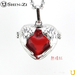 翅膀愛心 手工飾品項鍊 琉璃項鍊 精油項鍊 免塞式項鍊 琉璃瓶項鍊 飾品項鍊 不鏽鋼項鍊