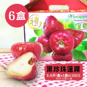 《蓮霧王》經濟環保包裝黑珍珠 精品特黑小顆 29~32粒裝X6盒(約 3.5台斤/盒)當天現採 嘗鮮價299元/盒免運(僅限本島)
