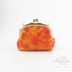橘色渲染_圓框口金包(中)_艾拉蔓_化妝包/收納包/可另加購鍊子變換成側背/肩背包_采靚鞋包精品_MFR000066