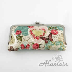 手拿包❀Alamain艾拉蔓❀蘿蔓包_蝶戀花-淡綠色_中型長夾口金包(附贈短鏈)_可另加購長鍊可變換成側背/肩背包_采靚鞋包精品