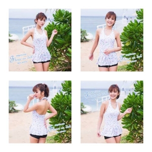 Angel Luna日本泳裝-小花綁帶假兩件式傘狀裙一件式泳裝_AL72631 _采靚鞋包精品_