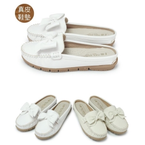 【富發牌】FBS064女伶蝶結穆勒鞋-白/米 _采靚鞋包精品_ 台灣製