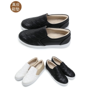【富發牌 1BW64】編織紋拼接懶人鞋-黑/白 _采靚鞋包精品_ 台灣製