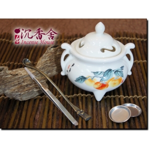 【沉香舍】台灣製造 鶯歌陶瓷工廠 電子薰香爐 煎香爐 電爐 汝青官窯 含配件含運再送獨家禮 如意款 彩瓷色