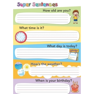Super Sentences 可擦拭句型海報(海報1份 + 學習單2張 + 教案1張)