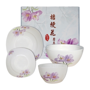 桔梗花餐具四件套(大碗.大碟.小碗.小碟)