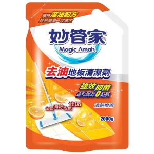 Magic Amah妙管家除油地板清潔劑/清心橙香-補充包-2000g-最低訂購量3箱(6入/箱)