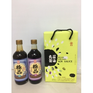 丸莊黑豆極品禮盒-黑豆極品蔭油清450ml＋黑豆極品蔭油膏450ml(最低訂購量6組/箱)
