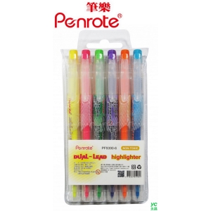 筆樂PENROTE 雙頭螢光筆 6支/盒 PF9390