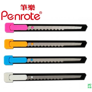 筆樂PENROTE 黑柄鐵殼美工刀 24支/盒 KB4777