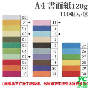 A4 書面紙 120磅 (110張) /包 ( 此為訂製品，出貨後無法退換貨 )