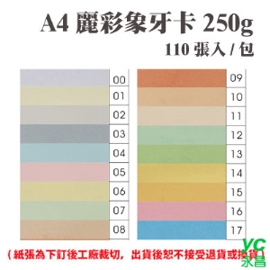 A4 麗彩象牙卡 250磅 (110張) /包 ( 此為訂製品，出貨後無法退換貨 )