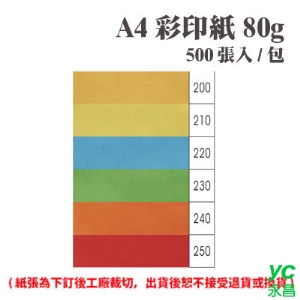 A4 彩印紙 80磅 (500張) /包 ( 此為訂製品，出貨後無法退換貨 )