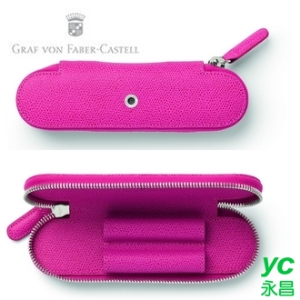 【Graf Von Faber-Castell】2支入拉鍊式筆套 螢光粉壓紋 V118877  /個