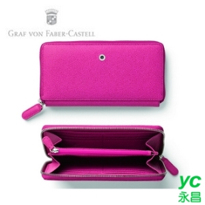 【Graf Von Faber-Castell】伯爵經典-壓紋女用長夾 螢光粉 V118929  /個