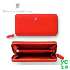 【Graf Von Faber-Castell】伯爵經典-壓紋女用長夾 紅柿子 V118924  /個