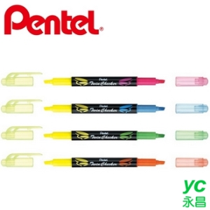 【Pentel飛龍】SLW8  Twin Checker 雙色螢光筆   1.0~3.5mm  /支