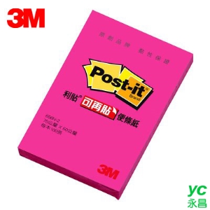 3M 利貼可再貼便條紙 656N-2 螢光桃紅 / 本